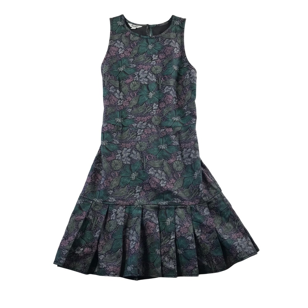 Wrangler Retro Womens Floral Cactus Horseshoe Pleated Drop Waist Mini Dress S